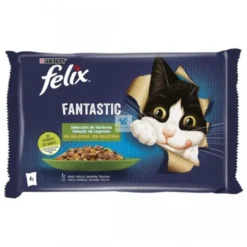 FELIX FANTASTIC VERDURAS-CARNES GELATINA 12x(4x85 g) Comida para gatos